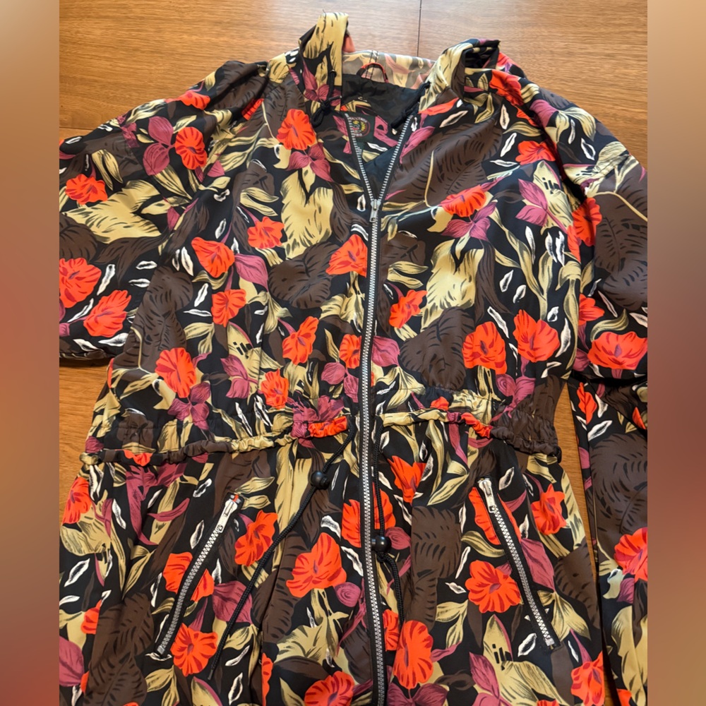 Cuccini Turbo‎ Jacket Womens Large Floral Multicolor Full Zip Hooded Windbreaker